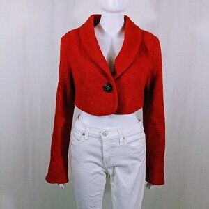 Unbranded Red Wool Blend Cropped Blazer Size S